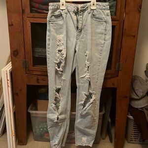 Light blue ripped skinny jeans